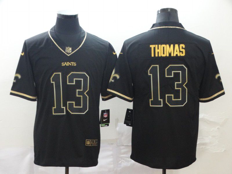 Men New Orleans Saints #13 Thomas Black Retro gold character Nike NFL Jerseys